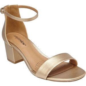 Metallic Gold Wide Width Low heel sandals